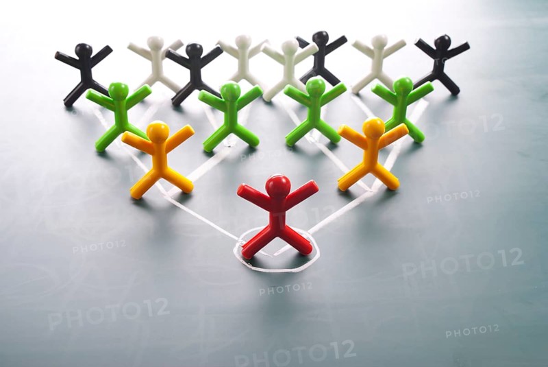 Organizational corporate, hierarchy chart of a company of symbol people.