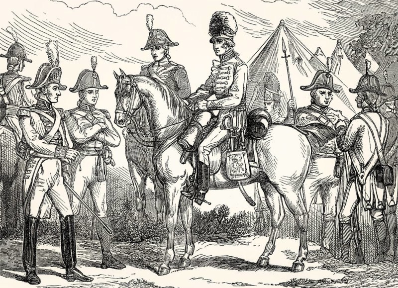 British military uniforms, 19th century, From British Battles on Land and Sea, by James Grant