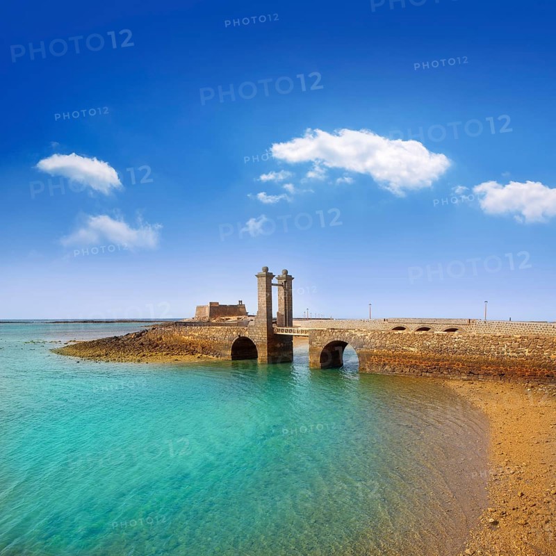 Arrecife Lanzarote Castillo San Gabriel castle and Puente de las Bolas bridge