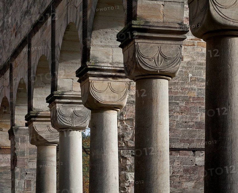 Paulinzella, monastery ruins. Main construction period 1105-24 since 16-17th century Ruin Capitals of the southern row of arcades, St., Sankt, Saint