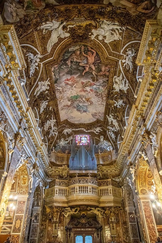 Rainy weather in the morning, sunrise in an old historic city. Beautiful details and historic Roman buildings of the eternal city, Rome, Italy, Europe