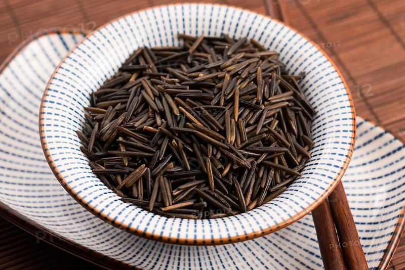 Wild rice in a white ceramic bowl