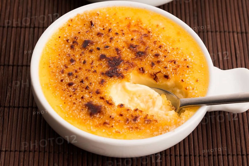 Creme brulee.French vanilla cream dessert with caramelised sugar