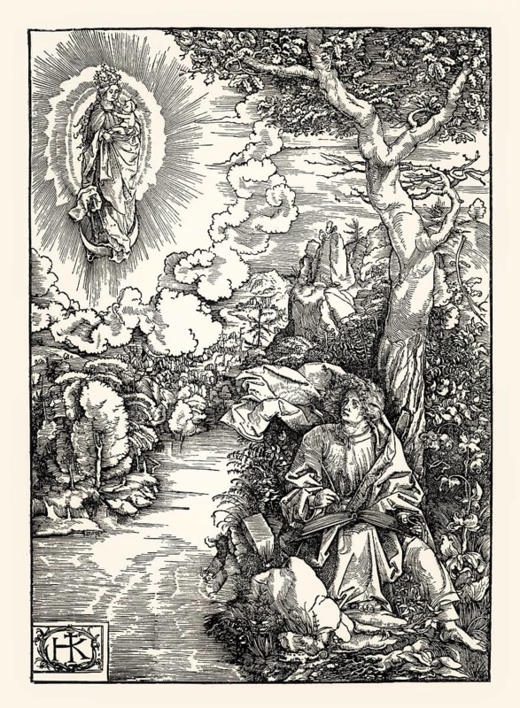 Vision of John on Patmos, Book of Revelation, by Hans von Kulmbach, 1516, facsimile of the 19th century