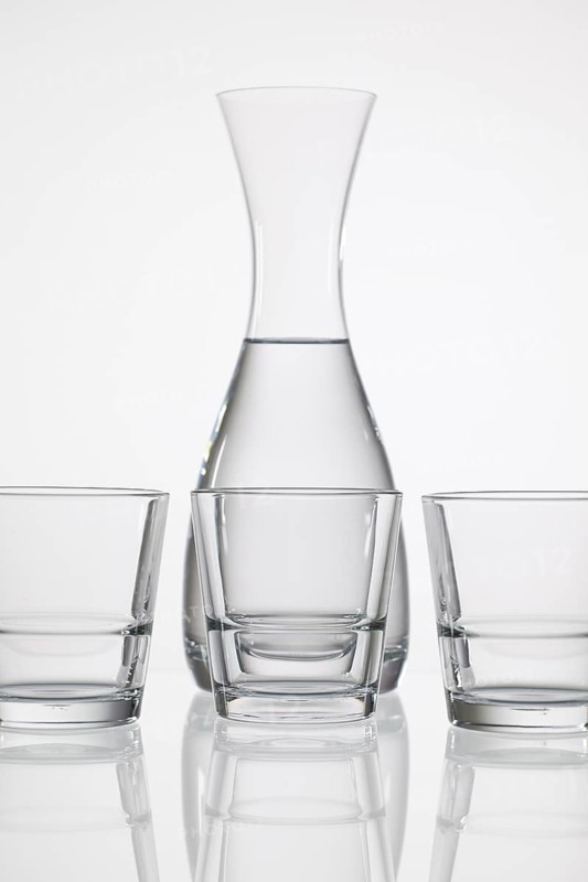 Glasses of water on the glass table