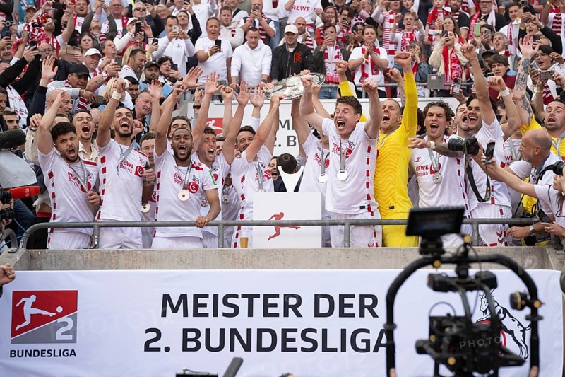 (DFL/DFB REGULATES PROHIBIT ANY USE OF PHOTOGRAPHS AS IMAGE SEQUENCES AND/OR QUASI-VIDEO), RheinEnergieStadion, Cologne, North Rhine-Westphalia, 2nd division champion, 1. FC Köln, Meisterschale, 2nd Bundesliga, 1.FC Köln, 1. FC Kaiserslautern on 18.05.2025 at RheinEnergieStadion in Cologne Germany