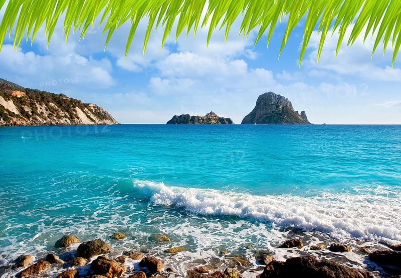 Es vedra island of Ibiza view from Cala d Hort in Balearic islands