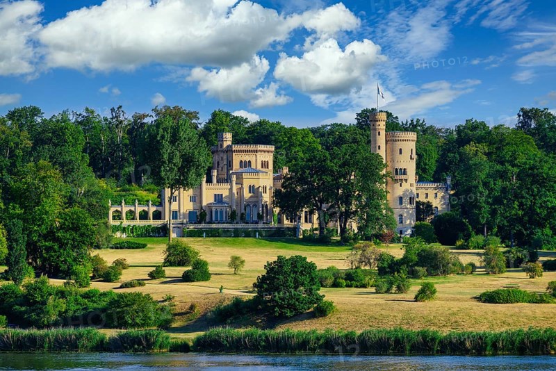 The Babelsberg Palace the summer residence of the German Emperor Wilhelm I.at blue sky