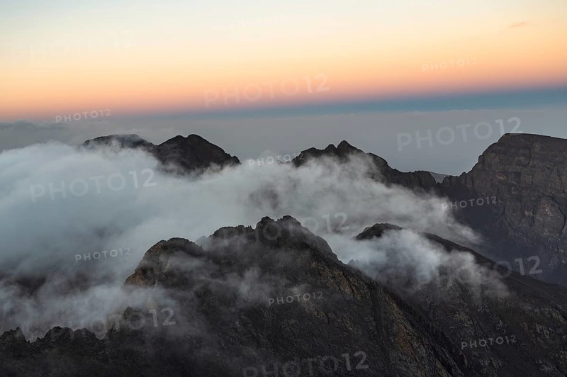 Aerial moutain view at the trail to Toubkal, the highest mountain in North Africa