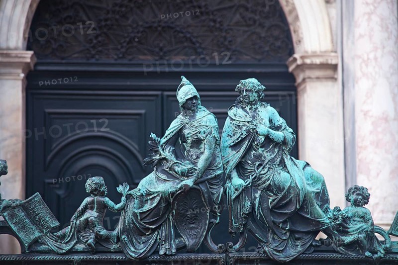 Statues near San Marco Campanile, Venice, Italy, Europe