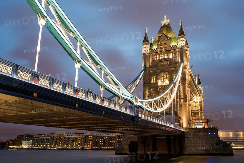 London Tower bridge on sunset illuminated with different colors