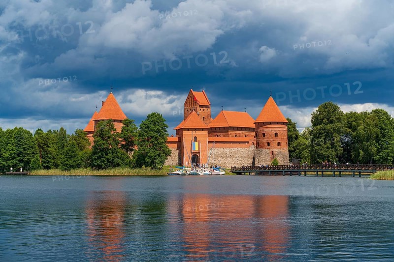 Trakai Island Castle on Lake Galve in Trakai, Lithuania, Europe