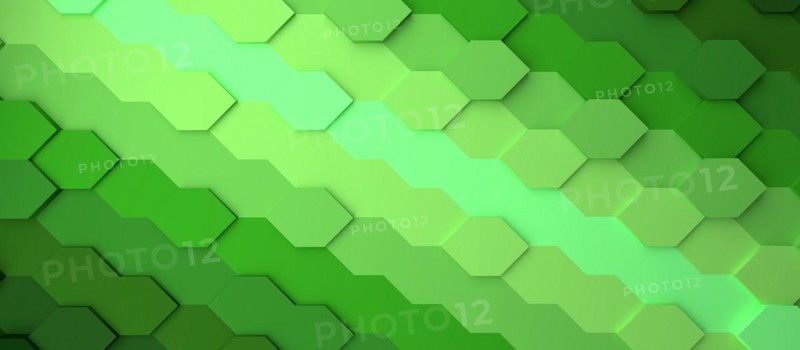 Abstract gradient green honeycomb background, 3d rendering