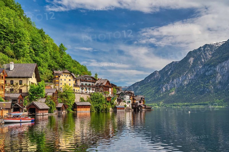 Hallstatt Austria, Nature landscape of Hallstatt village with lake and mountain