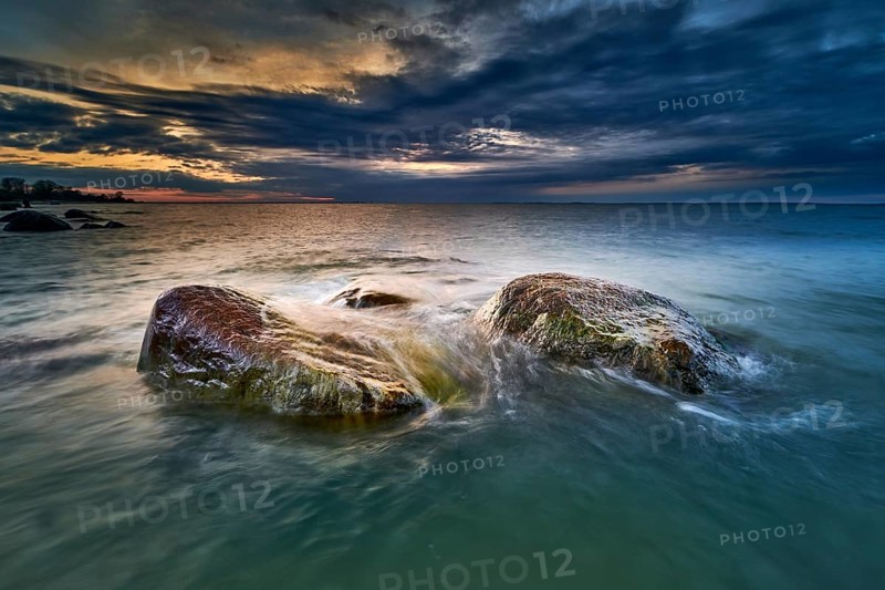 Rocky baltic seascape in the evening