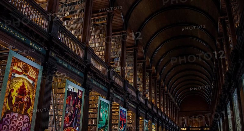 A picture of the interior of the Trinity College Library, in Dublin