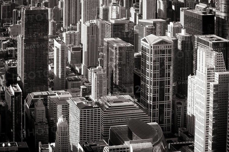 Chicago skyscrapers late in the afternoon