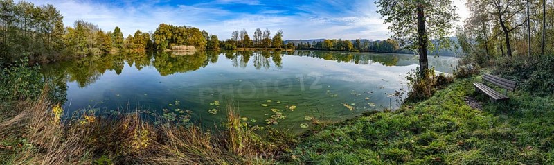 Quarry pond Bruchteiche, panorama photo, Bad Sooden-Allendorf, Hesse, Germany, Europe