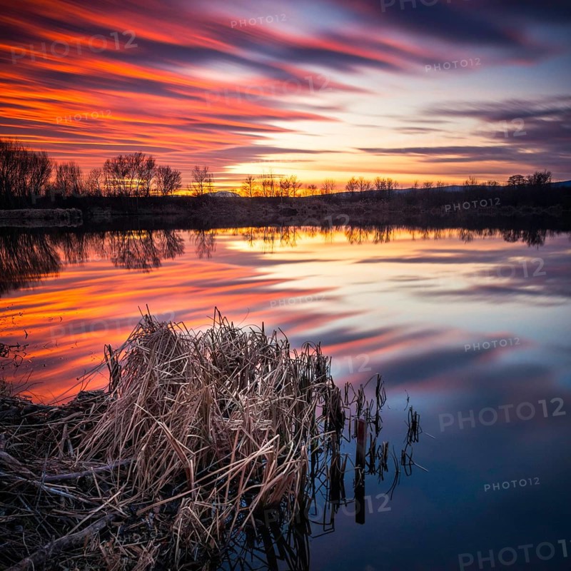 Reflections of sunset at the lake