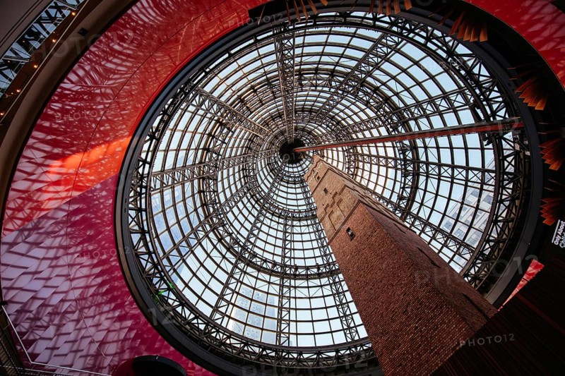Melbourne, Australia, December 18, 2020: Busy Melbourne Central and Shot Tower with Christmas decorations and festivities in Melbourne, Victoria, Australia, Oceania