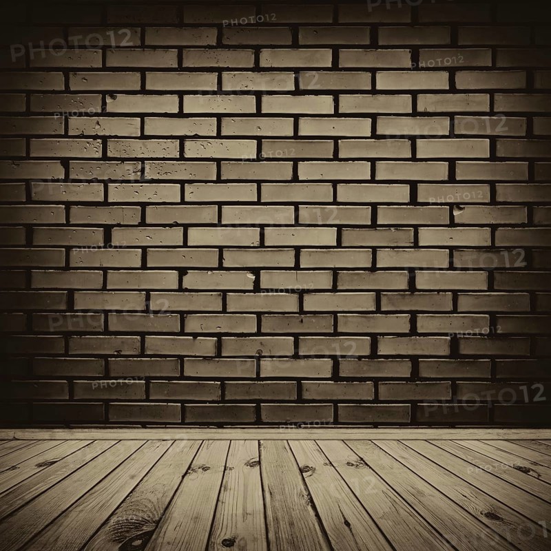 Interior with brick wall and wooden floor