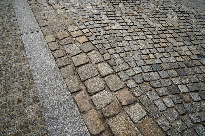Granite cobblestone pavement in Germany street outdoor