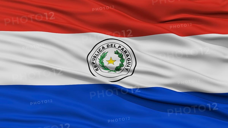 Closeup Paraguay Flag, Waving in the Wind, High Resolution