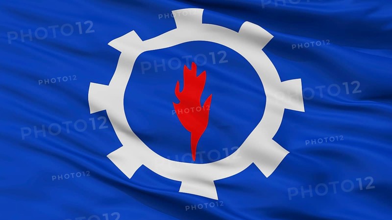 Suez Governorate city flag, country Egypt, close-up, 3D rendering