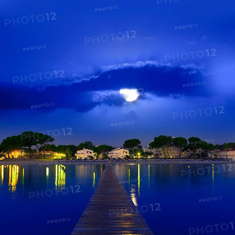 Majorca Muro beach sunrise in Alcudia Bay Mallorca at Balearic Islands of Spain