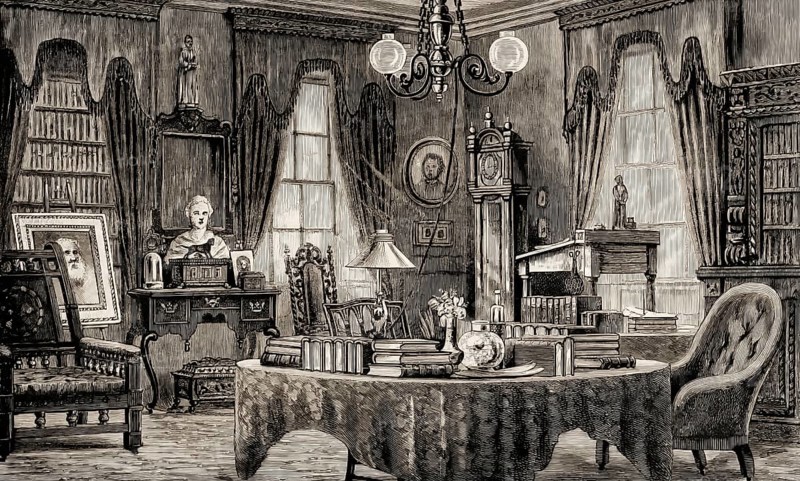 Longfellow's study, Craigie House, West Cambridge, Massachusett s, home of Henry Wadsworth Longfellow, 1807 – 1882, American poet