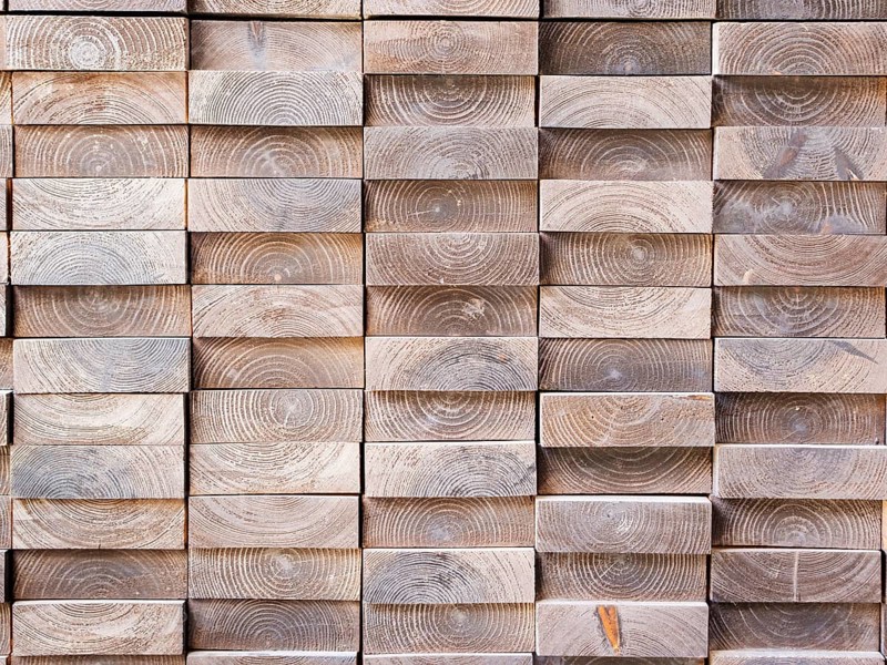 Board in profile with texture of tree rings for wall decoration
