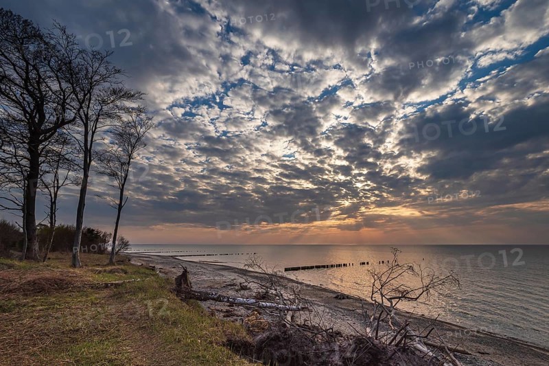 Beach at sunset on the coast of the Baltic Sea near Graal Müritz