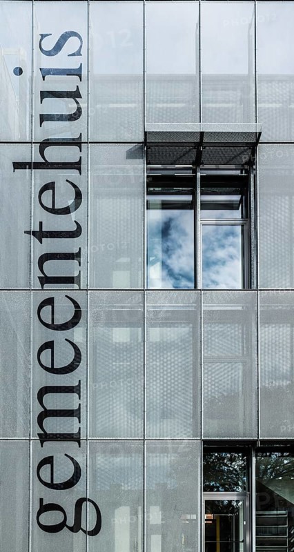 Belgium, 10 29 2018: Modern rectangular building of the city hall, Europe