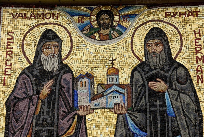 Mosaic at the Valamo Monastery Church, Uusi-Valamo, Finland, Europe