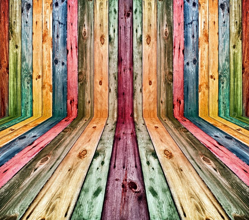 Creative multicolored wooden interior with artistic shadows added