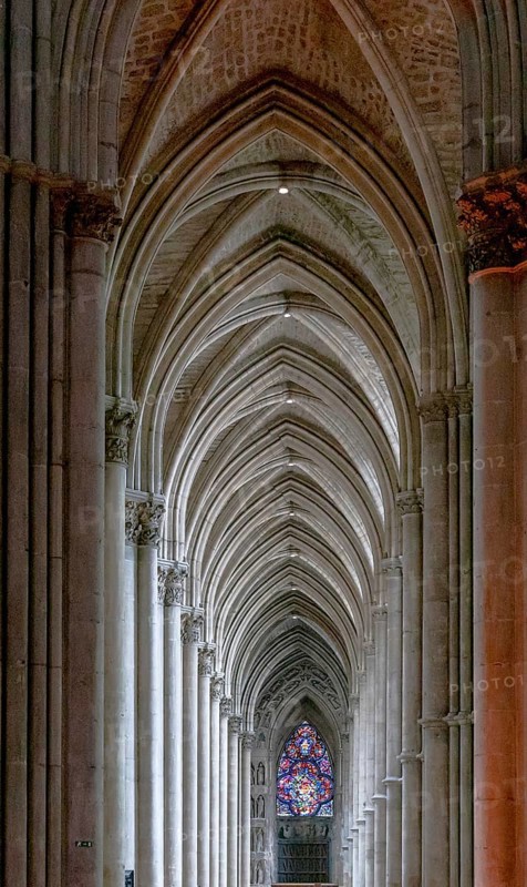 Reims, France- 13 September, 2022: view of the side nave inside the Reims Cathedral