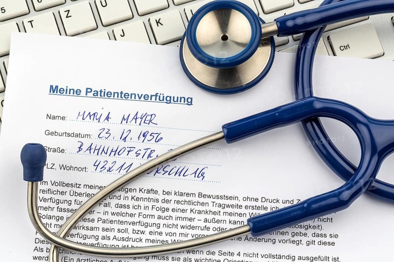 A living will in German. Instructions for the doctor or hospital in the event of a terminal illness. Austria