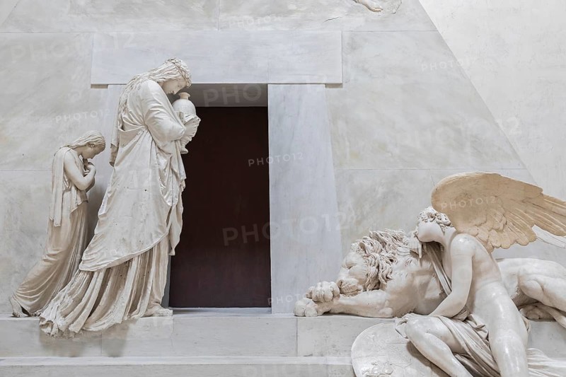 Possagno, Italy, 29 June 2022. Funeral monument to Maria Christina of Austria, by sculptor Antonio Canova, 1800, plaster, Europe