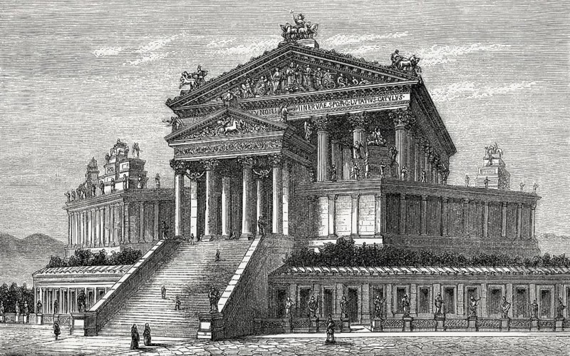 The reconstructed Temple of Jupiter Optimus Maximus, or Temple of Jupiter Capitolinus, Ancient Rome