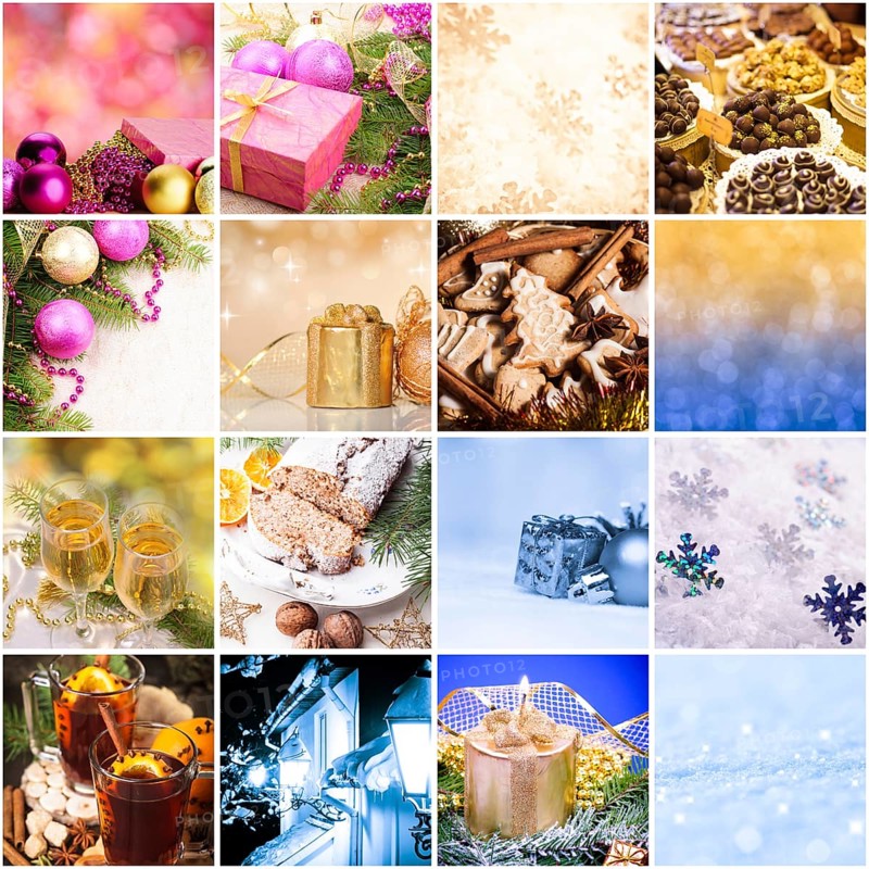 Christmas cooking and decor - collage from sixteen photos