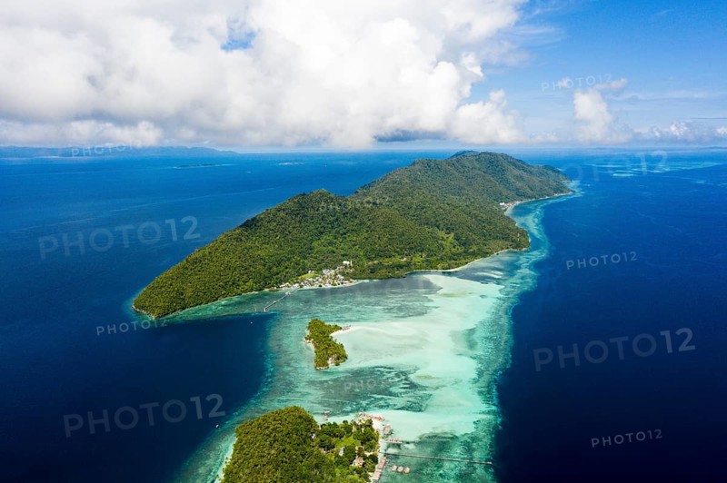 Aerial view of Mansuar and Kri, Raja Ampat, West Papua, Indonesia, Asia