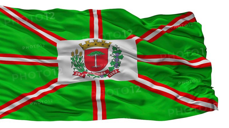 Curitiba City Flag, Country Brasil, Isolated On White Background