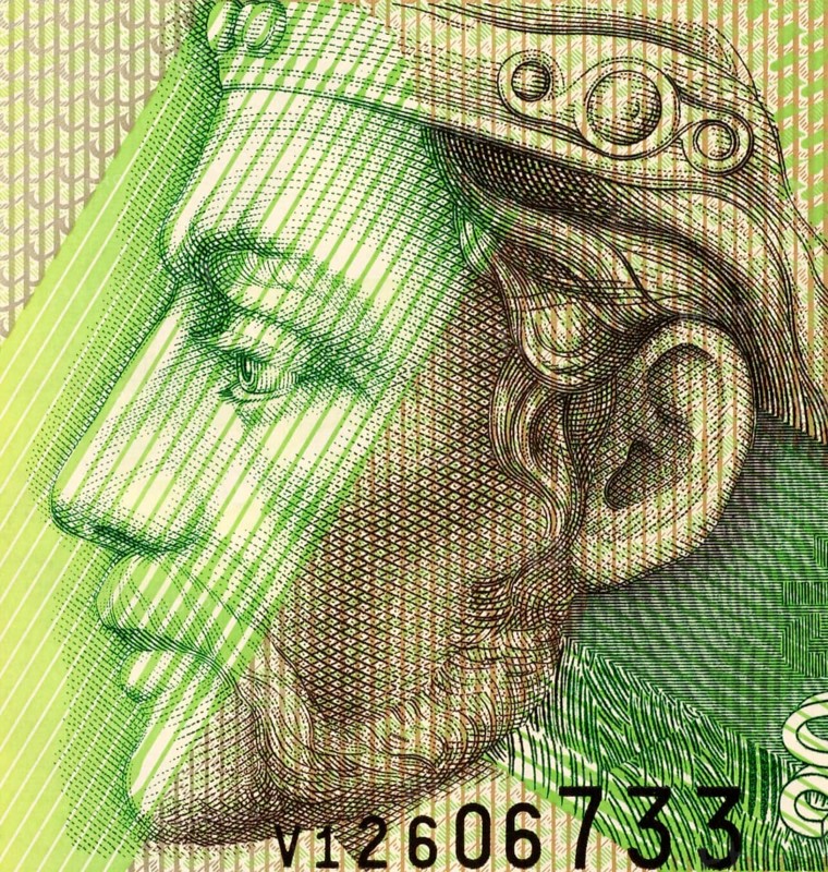Pribina (800-861) on 20 Korun 2006 Banknote from Slovakia. Slavic Prince