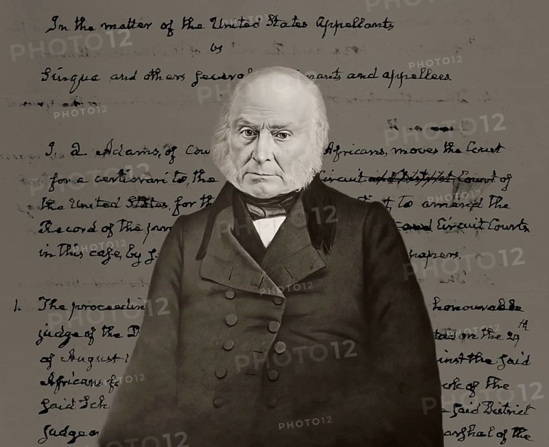 John Quincy Adams, 6th president of the United States, his request for papers relating to the Lower Court Trials of the Amistad Africans, after Mathew B. Brady, digitally restored