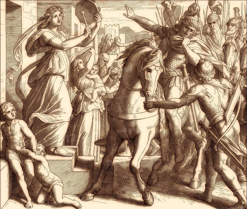 Jephthah's Daughter, Old Testament, by Julius Schnorr von Carolsfeld, 1860