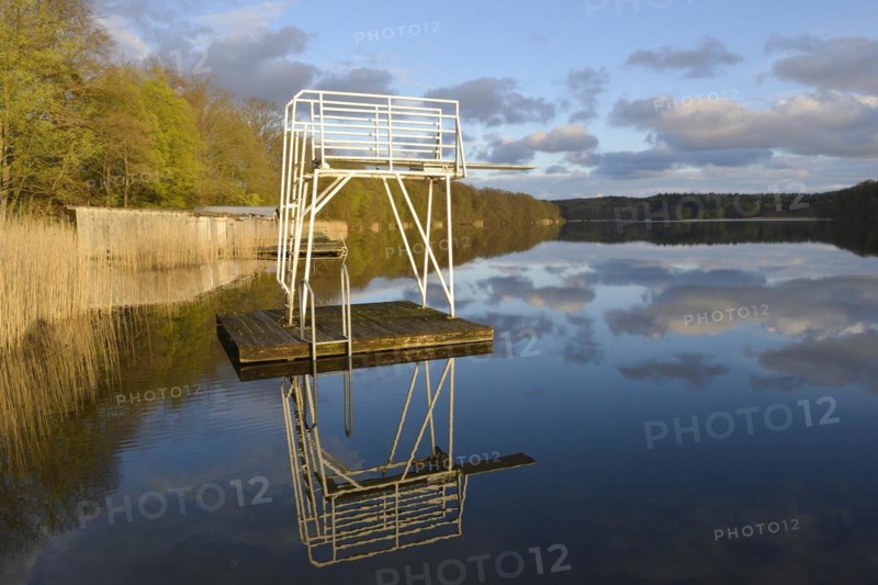 Diving platform. Reflection of a jump tower, Reflection of a jump tower