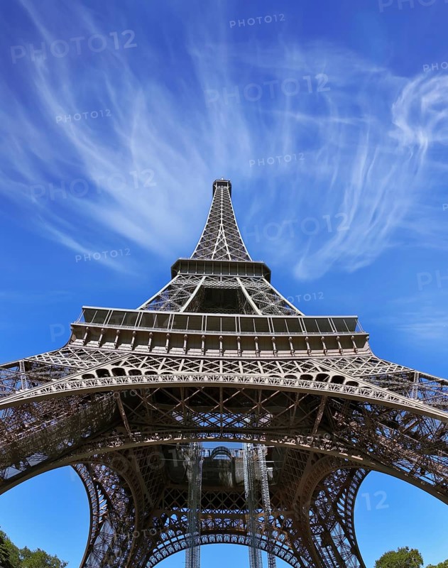 The best-known in the world - Eiffel Tower. It is picturesquely photographed from below by a lens a fish eye