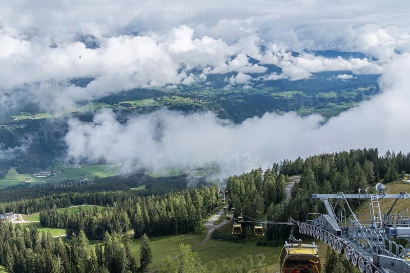 Gondola cable car to the mountain summit - Dachstein Region, Hochwurzen, Austria, Europe