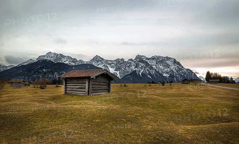 Barn in the Alps near Krün, Buckelwiesen, Germany, Europe