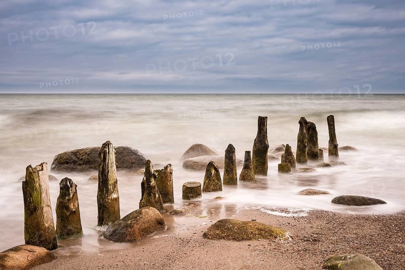 Groyne on the coast of the Baltic Sea